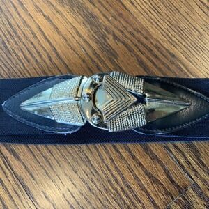 Omega Vintage‎ Spear Head Leather Elastic Belt Brown Arrowhead Tribal Frontier